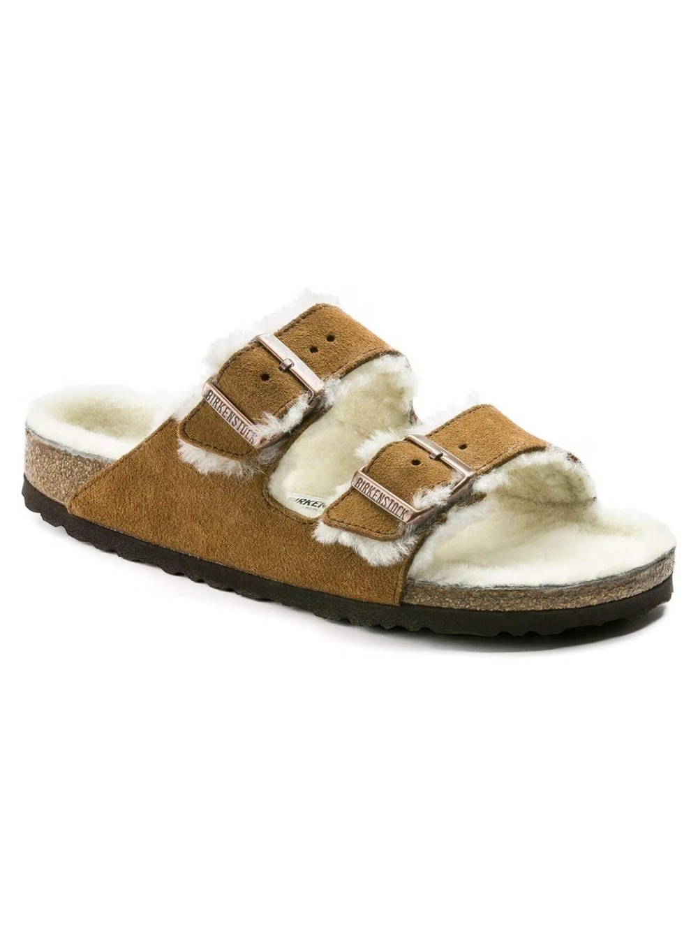 NEW Birkenstock Arizona Shearling Sandal Size 36 / Mink Suede Sherpa Lined Shoes